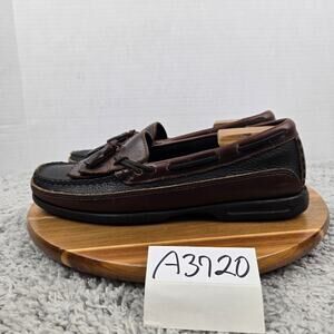 Sperry Mens 10M Top Sider Kiltie Tasseled Two Tone Brown Black Leather Boat Shoe